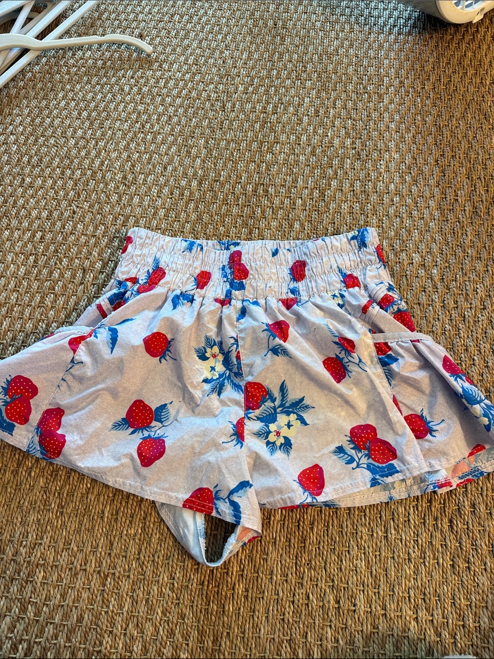 FP Movement by Free People Strawberry Print Athletic Shorts in Red & Blue